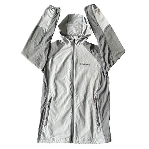 Columbia Other - Columbia Mens Gray Full Zip Hooded Windbreaker Jacket Small Light Hiking (1022)